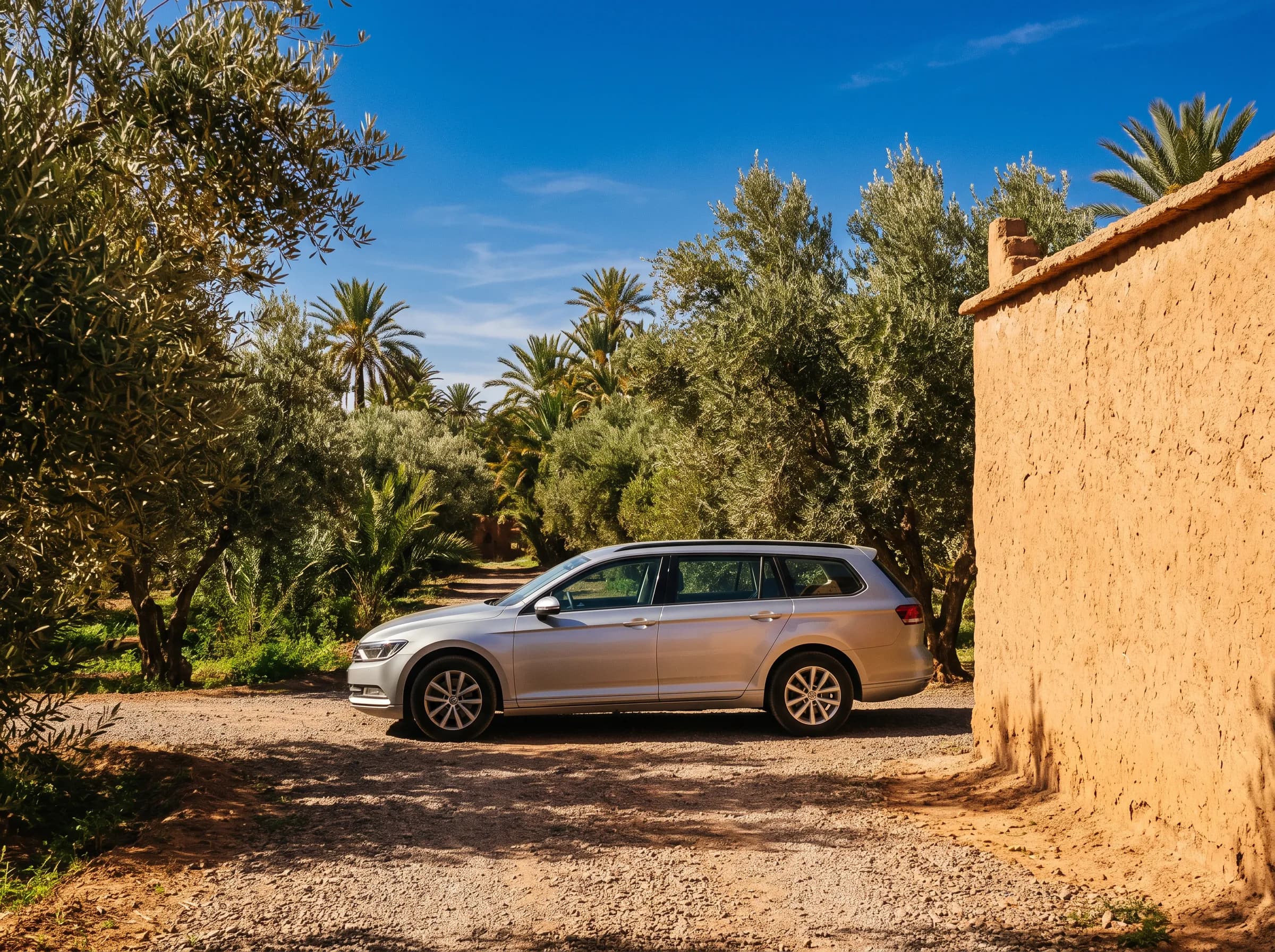 Dacia Logan de location longue durée garée devant un immeuble résidentiel à Guéliz, Marrakech