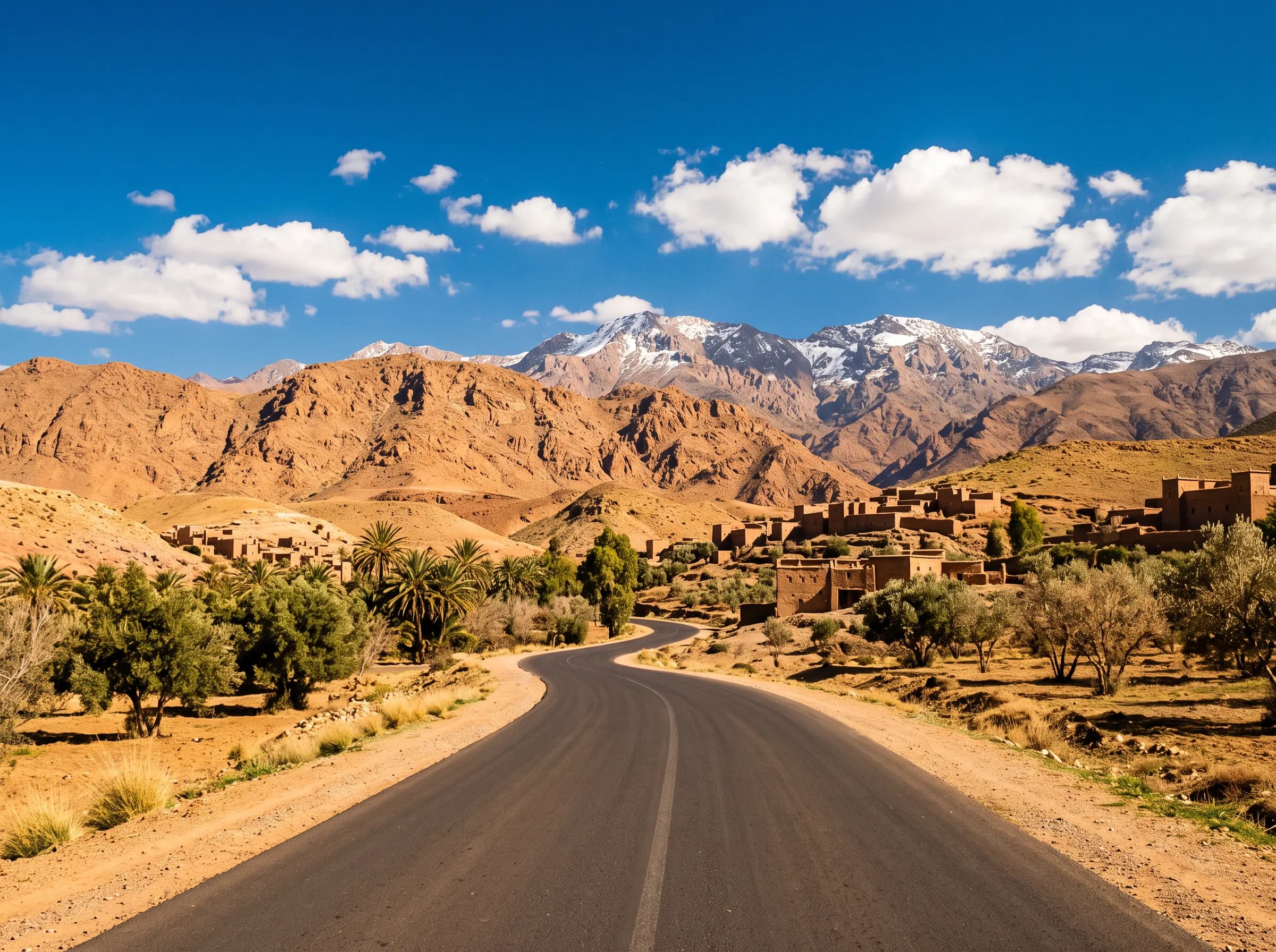 Voiture de location sur la route du col du Tizi n'Tichka au départ de Marrakech